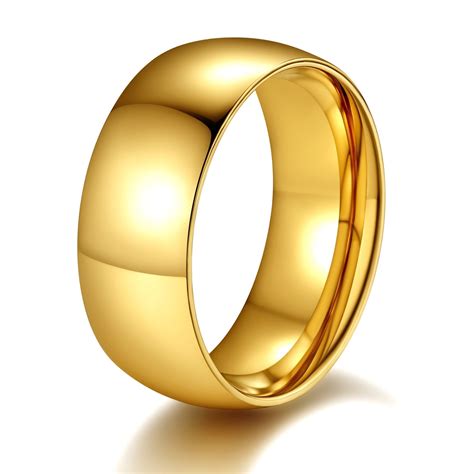 ChainsProMax Men/Women Classic Plain Ring, 2/4/6/8mm Wedding Band, Gold
