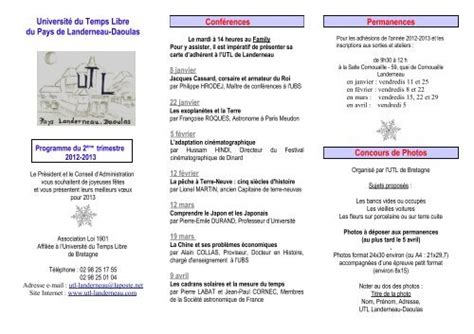 T L Chargez Le Programme Trimestriel En Pdf Utl Landerneau