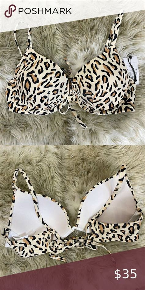 Shade Shore Nwt Cheetah Print Lined Bikini Top Cheetah Print