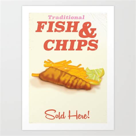 Traditional Fish and chips vintage poster Art Print by Nicks Emporium ...