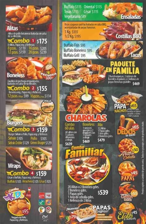 Buffalucas Menu Mexico Tarifas Vigentes