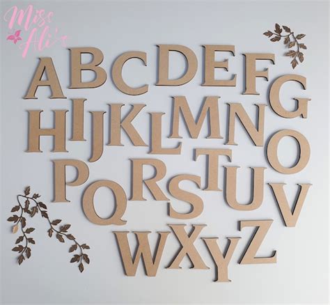 MDF Wooden Letters Laser Cut MDF 3MM 5cm 7 5cm 10cm Wood Etsy