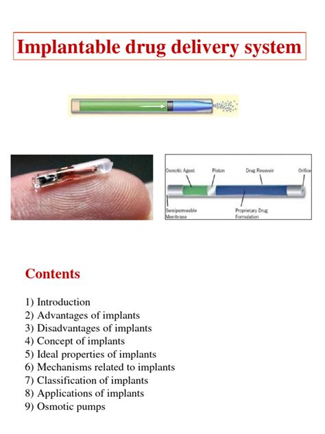 Implantable Drug Delivery System Pdf Osmosis Implant Medicine