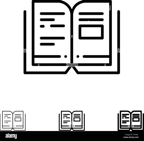 Book Education Knowledge Text Bold And Thin Black Line Icon Set