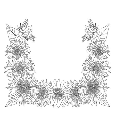 Sunflower Doodle Art Coloring Page With Decorative Flower Background