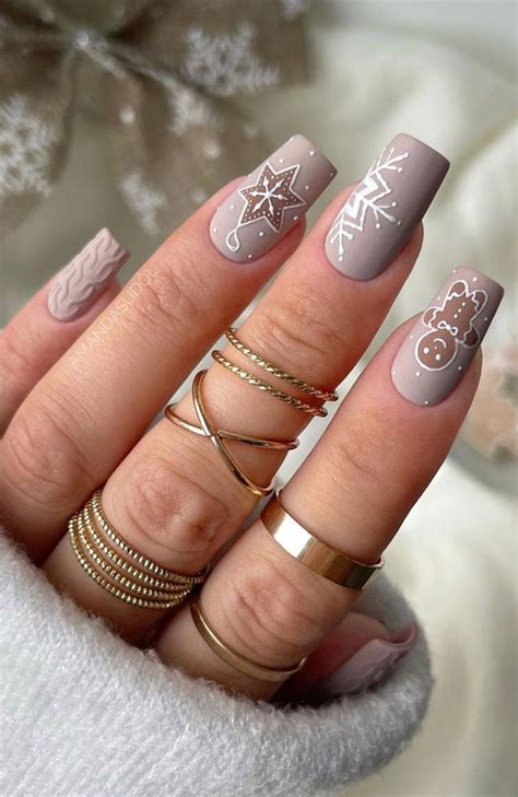 50 Festive Holiday Nail Designs Ideas Shimmery Pink Snowflake