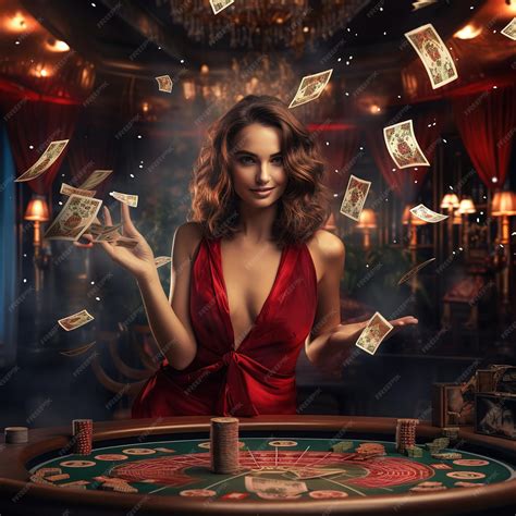 Beautiful model wearing a red dress Casino model woman | Premium AI