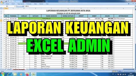 Cara Membuat Laporan Keuangan Di Excel Dengan Cepat Youtube