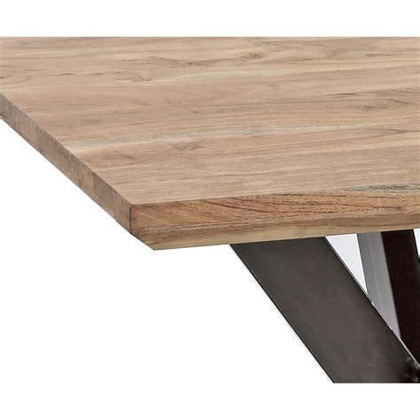 Mesa Comedor Cuadrada De Acacia Y Metal Natural Negra X X Cm Qechic