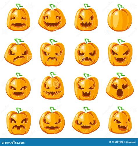 Decoration Halloween Jack O Lantern Pumpkin Scary Faces Smile Emoji