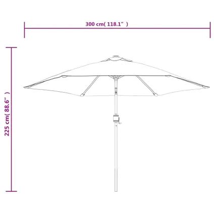 The Living Store Parasol d extérieur avec LED et mât en acier 300