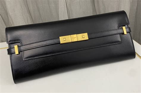 Saint Laurent 695949 YSL MANHATTAN CLUTCH IN Black Calf Leather [Y695949-m0000022] - $179.00 ...