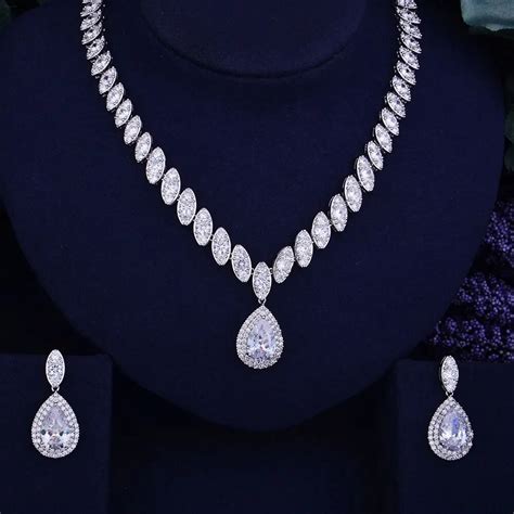 Godki Luxury Waterdrop Women Nigerian Wedding Naija Bride Cubic Zirconia Necklace Dubai 2pcs