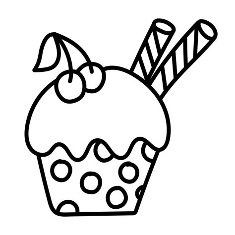 Doodle sticker with cute birthday cake 10651702 Vector Art at Vecteezy