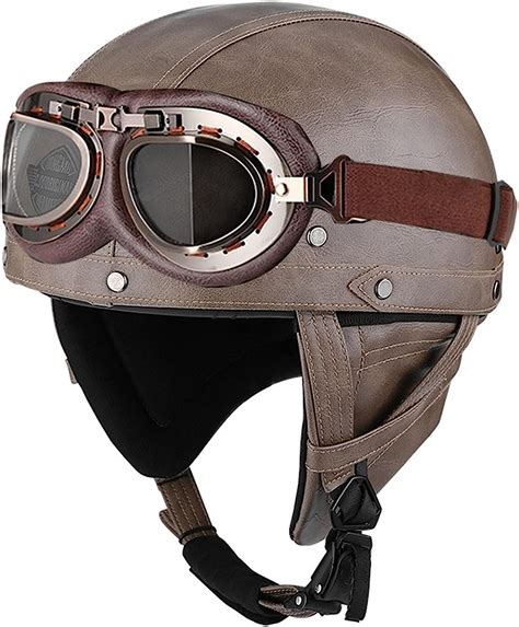 Retro Motorradhelm Lederhelm Jethelme Retro Leder Helm Vintage