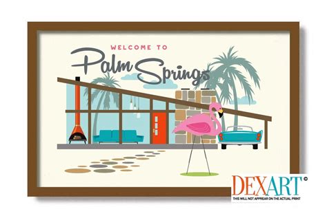 Palm Springs Art Print Mid Century Modern Wall Art Retro Etsy