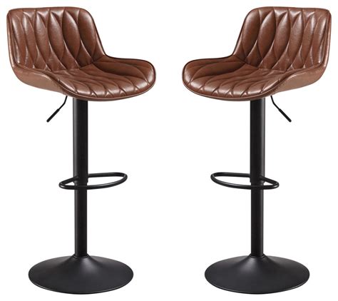 Mid Century Modern Faux Leather Swivel Adjustable Counter Bar Stools ...