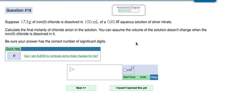 Solved Suppose 17.3 g of iron(II) chloride is dissolved in | Chegg.com