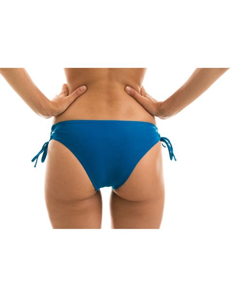 Blue Laced Larger Side Bikini Bottom Bottom Turquia Reto Brand Rio De Sol