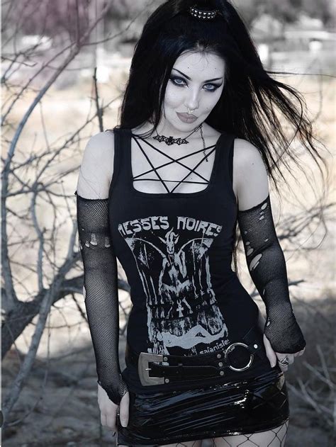 Pin By Erika White On Gothic Chicks Black Metal Girl Gothic Outfits Hot Goth Girls