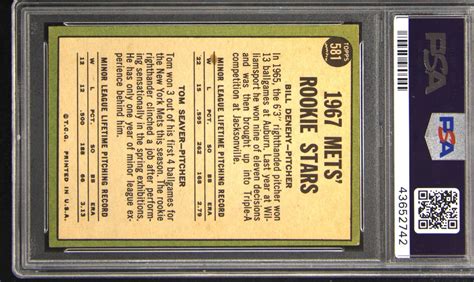 Topps Mets Rookies Bill Denehy Tom Seaver Rookie Rc Psa