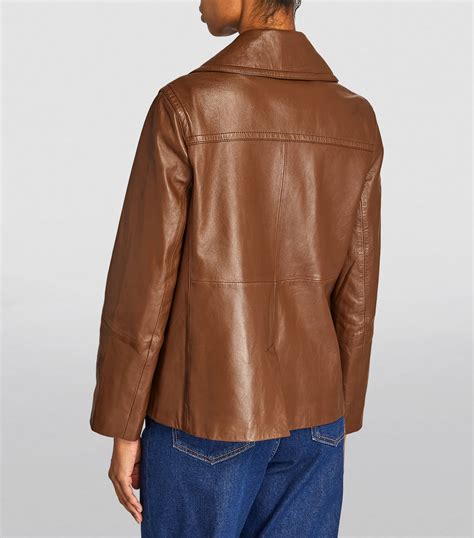 Womens Weekend Max Mara Brown Leather Cosa Jacket Harrods {countrycode}