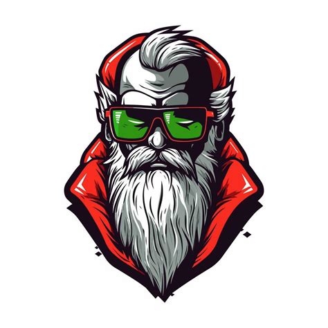 Sunglasses Santa Zombie Hand Drawn Logo Design Illustration