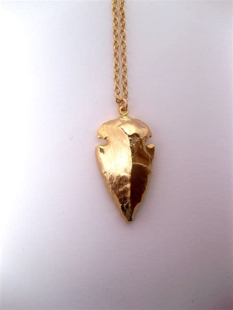 Arrowhead Necklace 24k Gold Custom Length By FashionCrashJewelry