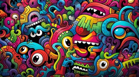 Premium Vector | A colorful illustration of a monster with many eyes ...