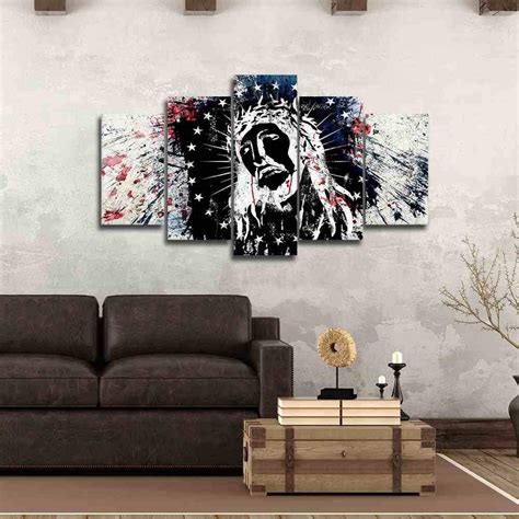 Jesus Religion 5 Panel Canvas Art Wall Decor Canvas Storm