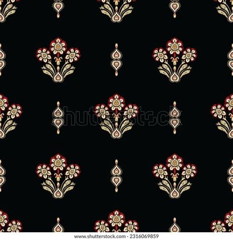 Elegant Seamless Floral Solid Black Background Stock Illustration ...