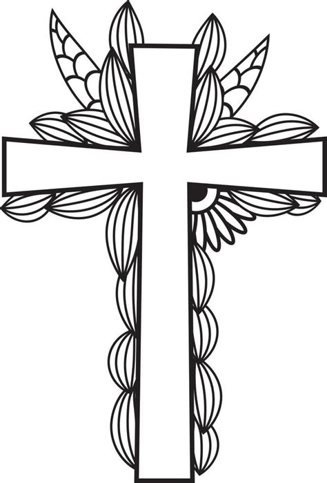 jesus cross in floral design, Catholic christian cross 11027739 Vector ...