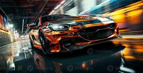 Car racing at high speed, blurred panoramic background - AI generated image 33524193 Stock Photo ...