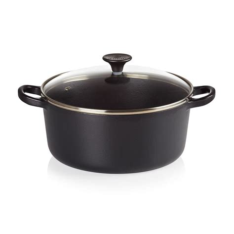 Le Creuset Rund Gryta Cm Black Med Glaslock