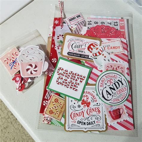 Candy Cane Junk Journal Kit 50 Plus Items Candy Cane Mystery Kit