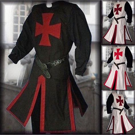 Adult Men Medieval Crusader Cosplay Robes Templar Knight Crusader