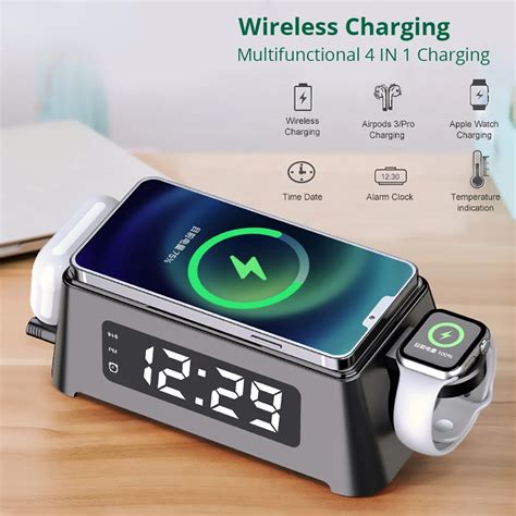 15w Alarm Clock Wireless Charging 4 In 1 For Iphone 13 12 Pro Max Fast