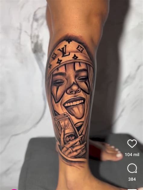 Tatuagem Arlequina Na Perna - Tatuagem feminina alerquina | Tatuagem feminina bandida na perna ...