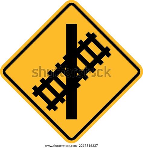 Railway Ahead Sign Road Intersects Rail Stock Vector Royalty Free