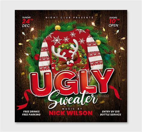 Ugly Sweater Party Flyer Template PSD - ksioks