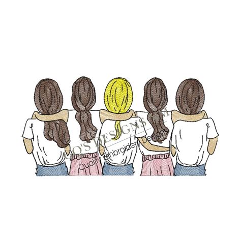 Five Best Friends Design, Sisters Design, for Machine Embroidery. in Pes, Dst, Xxx and Hus ...