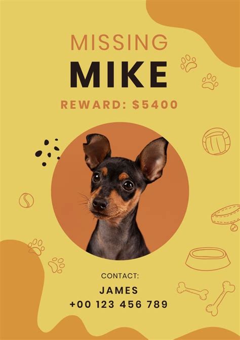 Design This Hand Drawn Linear Mike Lost Dog Poster Layout Online