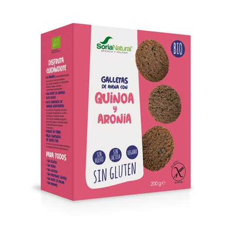 Galletas ecológicas de avena con quinoa y aronia sin gluten 200 g