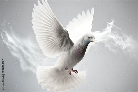 Flying White Dove Holy Spirit Fantasy Angel Flying Bird Stock