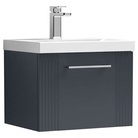 Nuie Deco Satin Anthracite Mm Wall Hung Single Drawer Vanity Unit