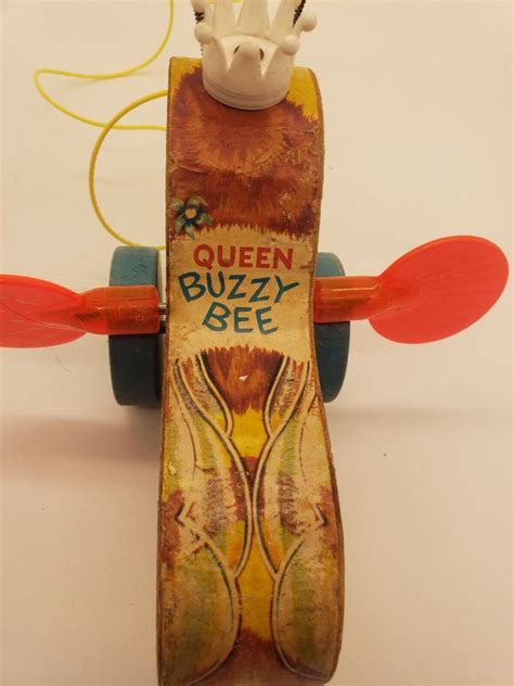 Vintage 1960s Fisher Price Pull Along Queen Buzzy Bee Wood And Plastic