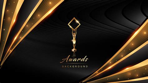 Black Golden Side Corner Wave Flowing Lines Award Background Trophy On