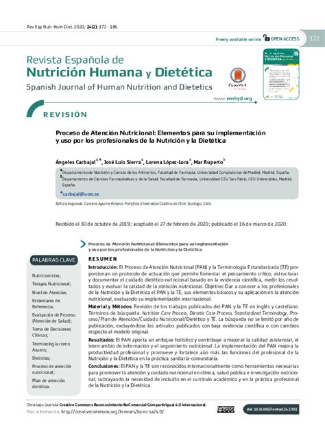 Pdf Proceso De Atención Nutricional Elementos Para Su Implementación