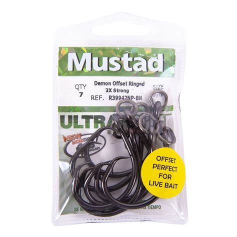 Mustad R39942NP BN Demon Perfect Offset Circle Ringed Hooks Melton Tackle