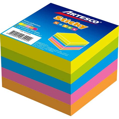 Notas Adhesivas 3x3 Colores Neon Cubo 5 1 Artesco Officemate